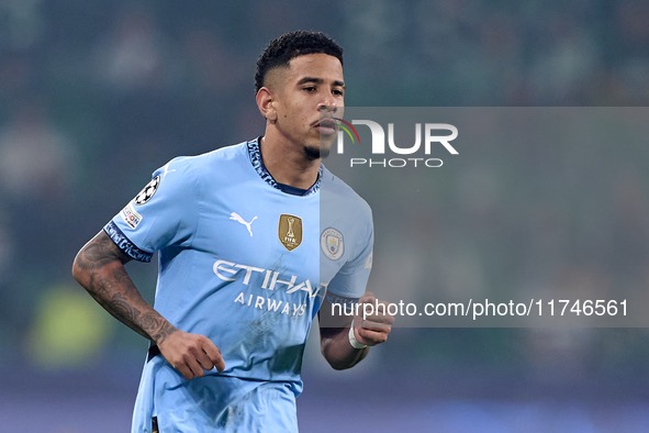 Savinho of Manchester City looks on during the UEFA Champions League match between Sporting CP and Manchester City at Jose Alvalade Stadium...