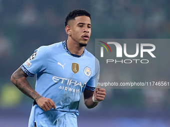 Savinho of Manchester City looks on during the UEFA Champions League match between Sporting CP and Manchester City at Jose Alvalade Stadium...