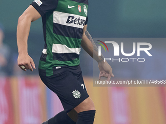 Maxi Araujo of Sporting CP is in action during the UEFA Champions League match between Sporting CP and Manchester City at Jose Alvalade Stad...