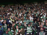 Sporting CP fans show their support during the UEFA Champions League match between Sporting CP and Manchester City at Jose Alvalade Stadium...