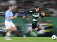 Francisco Trincao of Sporting CP is challenged by Mateo Kovacic of Manchester City during the UEFA Champions League match between Sporting C...