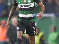 Matheus Reis of Sporting CP plays during the UEFA Champions League match between Sporting CP and Manchester City at Jose Alvalade Stadium in...