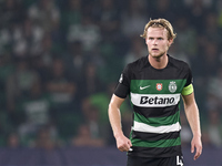 Morten Hjulmand of Sporting CP reacts during the UEFA Champions League match between Sporting CP and Manchester City at Jose Alvalade Stadiu...