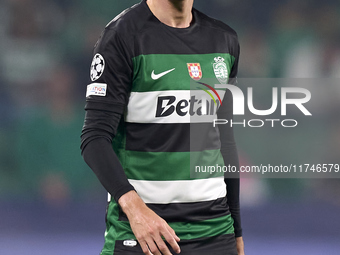 Francisco Trincao of Sporting CP reacts during the UEFA Champions League match between Sporting CP and Manchester City at Jose Alvalade Stad...