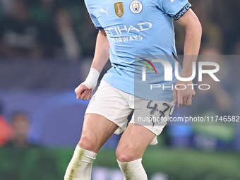 Phil Foden of Manchester City plays during the UEFA Champions League match between Sporting CP and Manchester City at Jose Alvalade Stadium...