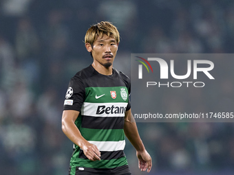 Hidemasa Morita of Sporting CP looks on during the UEFA Champions League match between Sporting CP and Manchester City at Jose Alvalade Stad...