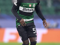 Geovany Quenda of Sporting CP plays during the UEFA Champions League match between Sporting CP and Manchester City at Jose Alvalade Stadium...