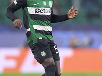 Geovany Quenda of Sporting CP plays during the UEFA Champions League match between Sporting CP and Manchester City at Jose Alvalade Stadium...