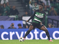 Ousmane Diomande of Sporting CP is in action during the UEFA Champions League match between Sporting CP and Manchester City at Jose Alvalade...