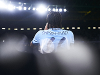 Jahmai Simpson-Pusey of Manchester City looks on during the UEFA Champions League match between Sporting CP and Manchester City at Jose Alva...