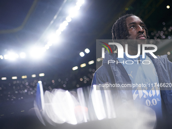 Josh Wilson-Esbrand of Manchester City looks on before the UEFA Champions League match between Sporting CP and Manchester City at Jose Alval...