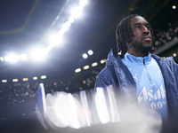 Josh Wilson-Esbrand of Manchester City looks on before the UEFA Champions League match between Sporting CP and Manchester City at Jose Alval...