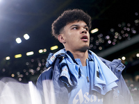 Nico O'Reilly of Manchester City looks on before the UEFA Champions League match between Sporting CP and Manchester City at Jose Alvalade St...