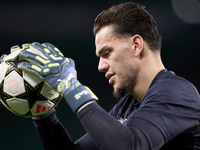 Ederson of Manchester City warms up before the UEFA Champions League match between Sporting CP and Manchester City at Jose Alvalade Stadium...