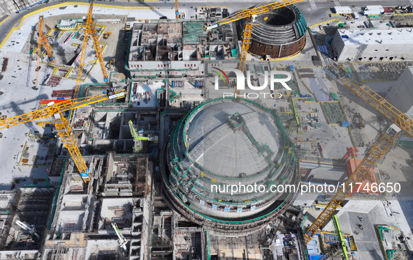 A photo taken on November 6, 2024, shows the construction site of Units 7 and 8 of Tianwan Nuclear Power Plant in Lianyungang, China. 