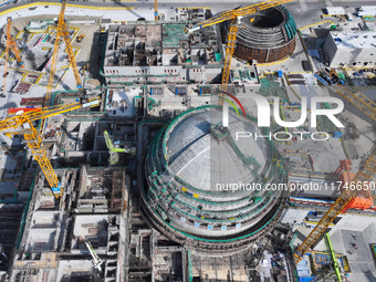 A photo taken on November 6, 2024, shows the construction site of Units 7 and 8 of Tianwan Nuclear Power Plant in Lianyungang, China. (