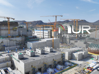 A photo taken on November 6, 2024, shows the construction site of Units 7 and 8 of Tianwan Nuclear Power Plant in Lianyungang, China. (