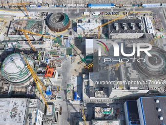 A photo taken on November 6, 2024, shows the construction site of Units 7 and 8 of Tianwan Nuclear Power Plant in Lianyungang, China. (