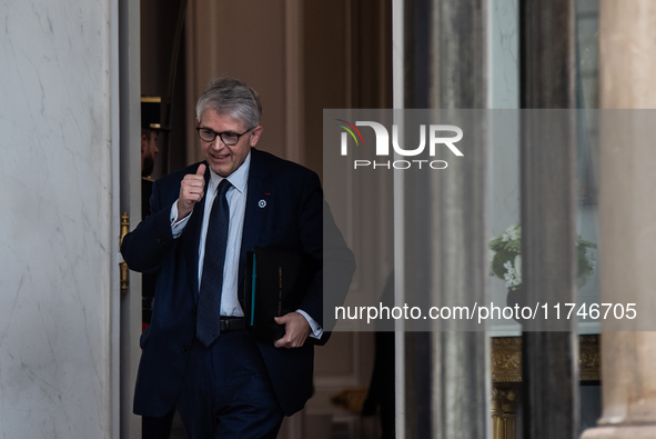 Patrick Hetzel, Minister for Higher Education and Research, attends the Council of Ministers at the Elysee in Paris, France, on November 6,...