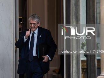 Patrick Hetzel, Minister for Higher Education and Research, attends the Council of Ministers at the Elysee in Paris, France, on November 6,...