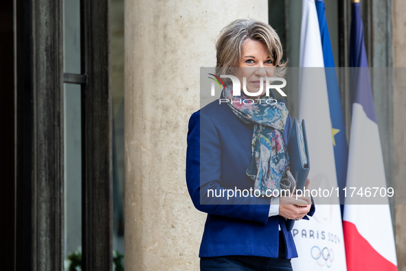 Anne Genetet, Minister of Education, is at the Elysee for the Council of Ministers in Paris, France, on November 6, 2024. 