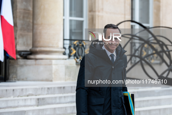 Interior Minister Bruno Retailleau is at the Elysee Palace for the Council of Ministers in Paris, France, on November 6, 2024. 