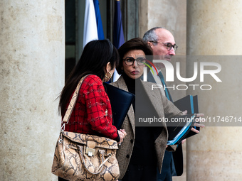 Rachida Dati, Minister of Culture, is at the Elysee Palace for the Council of Ministers in Paris, France, on November 6, 2024. (