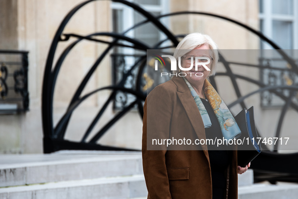 Catherine Vautrin, Minister for Partnerships with the Territories and Decentralisation, is at the Elysee Palace for the Council of Ministers...