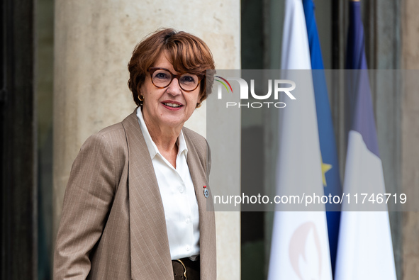 Annie Genevard, Minister for Agriculture, Food Sovereignty and Forestry, is at the Elysee Palace for the Council of Ministers in Paris, Fran...