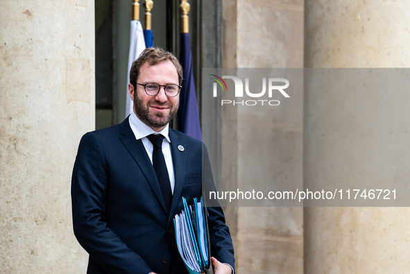 Antoine Armand, Minister for the Economy, Finance and Industry, is at the Elysee Palace for the Council of Ministers in Paris, France, on No...