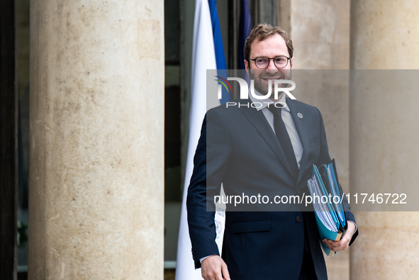 Antoine Armand, Minister for the Economy, Finance and Industry, is at the Elysee Palace for the Council of Ministers in Paris, France, on No...