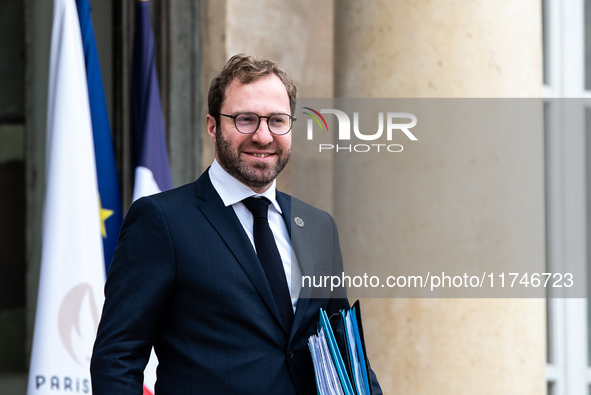 Antoine Armand, Minister for the Economy, Finance and Industry, is at the Elysee Palace for the Council of Ministers in Paris, France, on No...