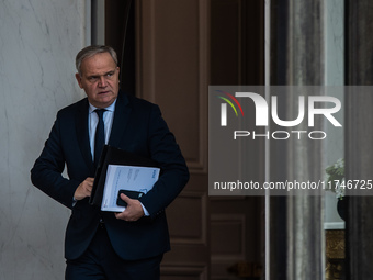 Francois-Noel Buffet, Minister attached to the Prime Minister, responsible for Overseas France, is at the Elysee Palace for the Council of M...