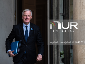 Prime Minister Michel Barnier is at the Elysee Palace for the Council of Ministers in Paris, France, on November 6, 2024. (