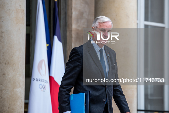 Prime Minister Michel Barnier is at the Elysee Palace for the Council of Ministers in Paris, France, on November 6, 2024. 