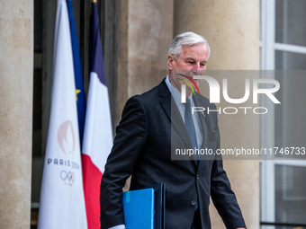 Prime Minister Michel Barnier is at the Elysee Palace for the Council of Ministers in Paris, France, on November 6, 2024. (