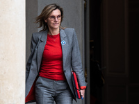 Agnes Pannier-Runacher, French Minister for Ecological Transition, Energy, Climate, and Risk Prevention, attends the Council of Ministers at...