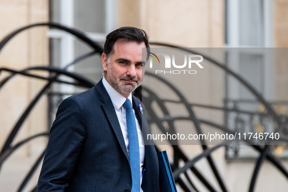 Laurent Saint-Martin, Minister in charge of Budget, attends the Council of Ministers at the Elysee in Paris, France, on November 6, 2024. 