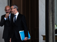 Alexis Kohler, Secretary General for the Presidency of the Republic, and Jean-Noel Barrot, Minister of Foreign Affairs, are at the Elysee fo...