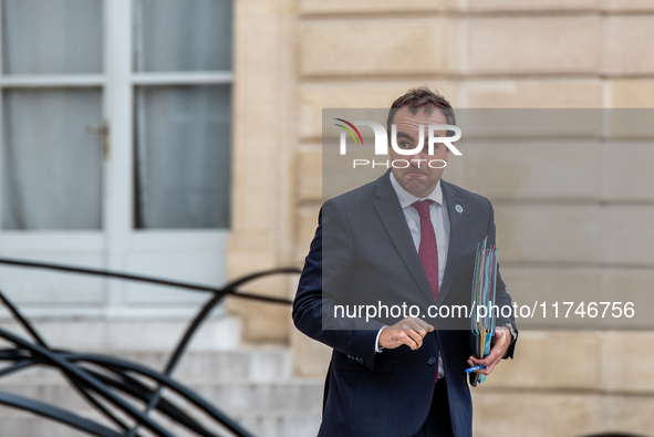 Sebastien Lecornu, Minister of the Armed Forces, attends the Council of Ministers at the Elysee in Paris, France, on November 6, 2024. 