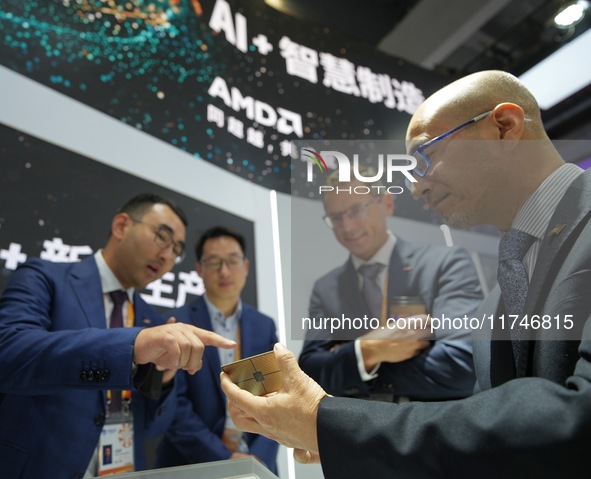 Visitors learn about AMD EPYC 9005 series processors at the 7th CIIE in Shanghai, China, on November 6, 2024. 