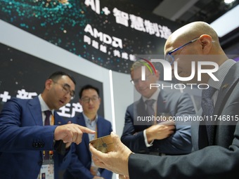 Visitors learn about AMD EPYC 9005 series processors at the 7th CIIE in Shanghai, China, on November 6, 2024. (