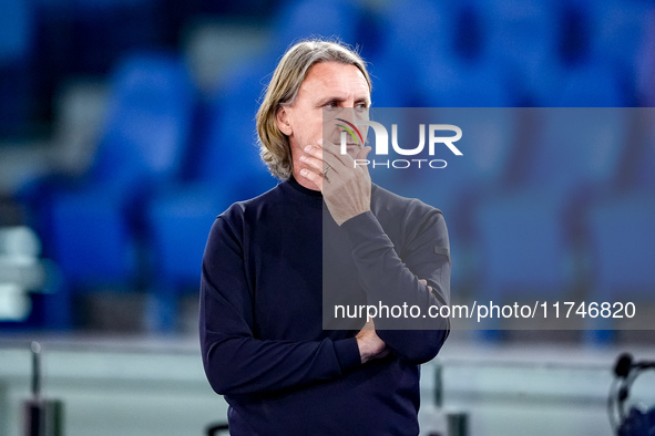 Davide Nicola head coach of Cagliari Calcio looks on during the Serie A Enilive match between SS Lazio and Cagliari Calcio at Stadio Olimpic...