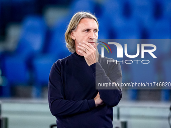 Davide Nicola head coach of Cagliari Calcio looks on during the Serie A Enilive match between SS Lazio and Cagliari Calcio at Stadio Olimpic...