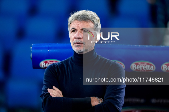 Marco Baroni head coach of SS Lazio looks on during the Serie A Enilive match between SS Lazio and Cagliari Calcio at Stadio Olimpico on Nov...