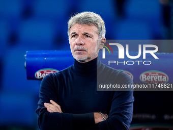 Marco Baroni head coach of SS Lazio looks on during the Serie A Enilive match between SS Lazio and Cagliari Calcio at Stadio Olimpico on Nov...