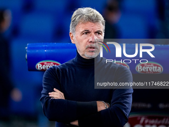 Marco Baroni head coach of SS Lazio looks on during the Serie A Enilive match between SS Lazio and Cagliari Calcio at Stadio Olimpico on Nov...