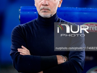 Marco Baroni head coach of SS Lazio looks on during the Serie A Enilive match between SS Lazio and Cagliari Calcio at Stadio Olimpico on Nov...