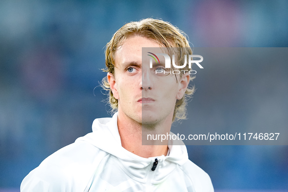 Nicolo' Rovella of SS Lazio looks on during the Serie A Enilive match between SS Lazio and Cagliari Calcio at Stadio Olimpico on November 4,...