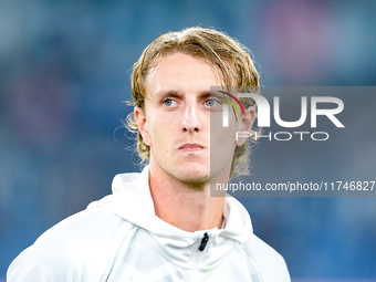 Nicolo' Rovella of SS Lazio looks on during the Serie A Enilive match between SS Lazio and Cagliari Calcio at Stadio Olimpico on November 4,...